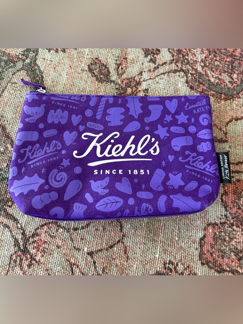 Kiehl’s x Kate Moross Holiday Cosmetic Zippered Bag Vibrant Purple